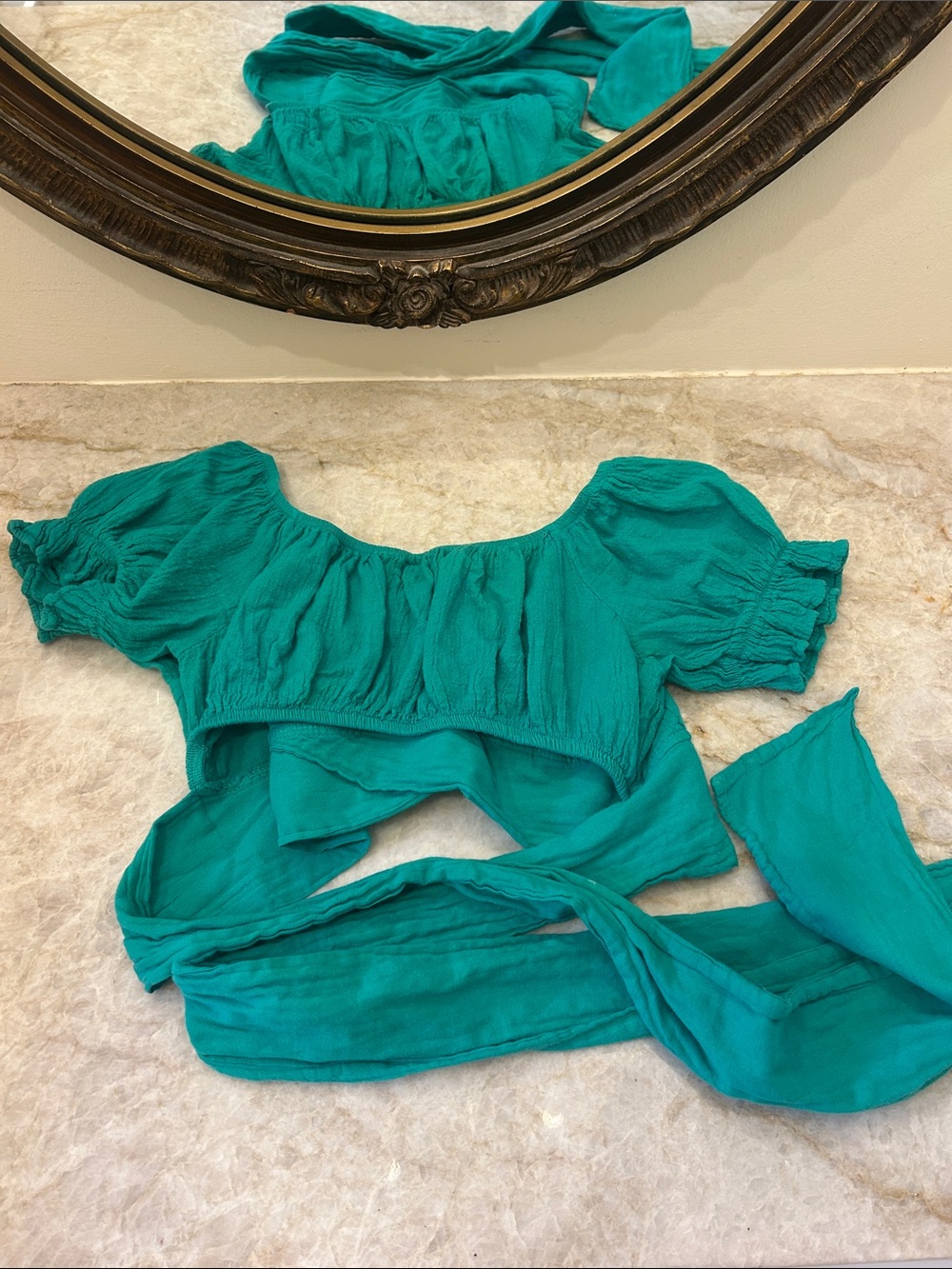 Green Tie-back Crop Top
